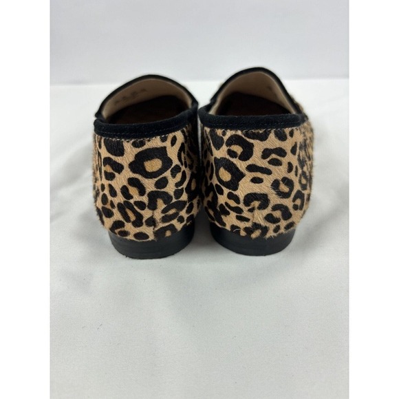 J McLaughlin Dillon Loafers Animal Print Black Brown 6.5 Gold Hardware Pony Hair - Picture 4 of 12
